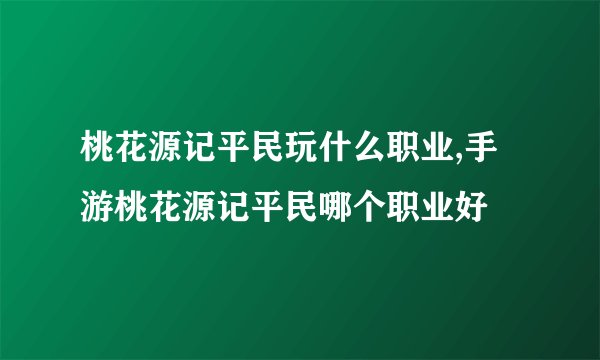 桃花源记平民玩什么职业,手游桃花源记平民哪个职业好