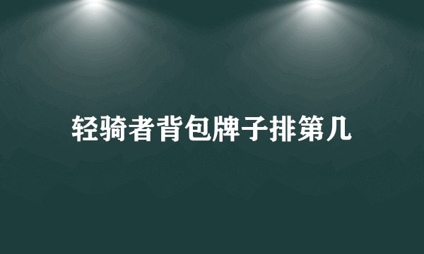 轻骑者背包牌子排第几