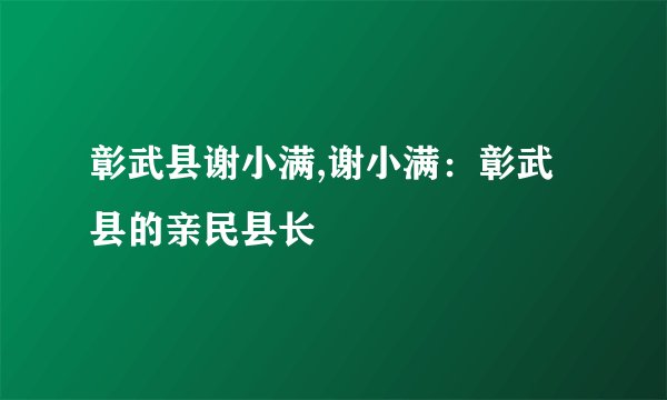 彰武县谢小满,谢小满：彰武县的亲民县长