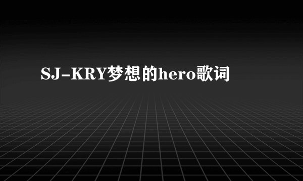 SJ-KRY梦想的hero歌词