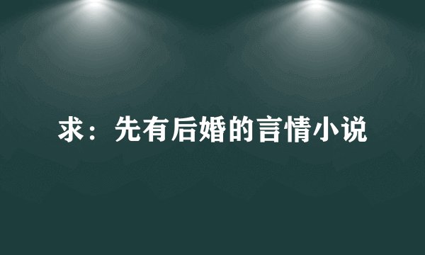 求：先有后婚的言情小说