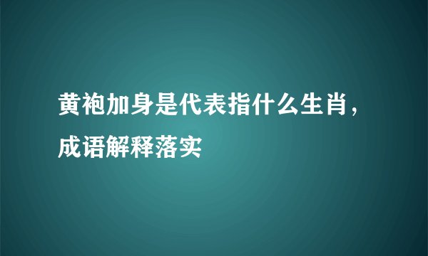 黄袍加身是代表指什么生肖,成语解释落实