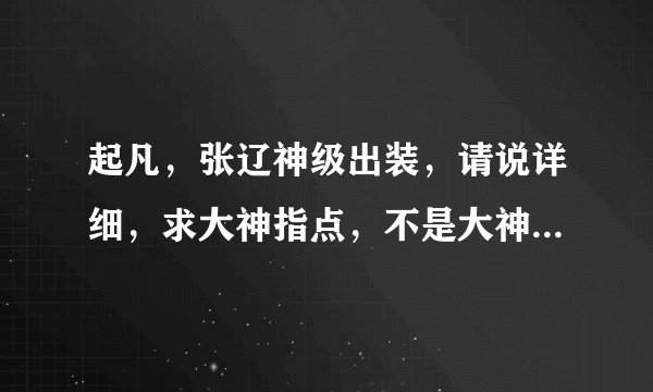 起凡，张辽神级出装，请说详细，求大神指点，不是大神请绕路。