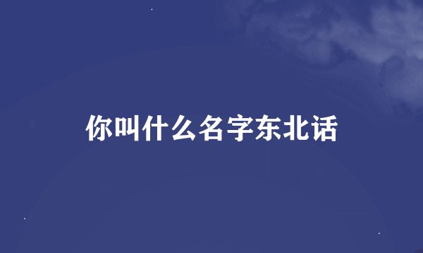 你叫什么名字东北话