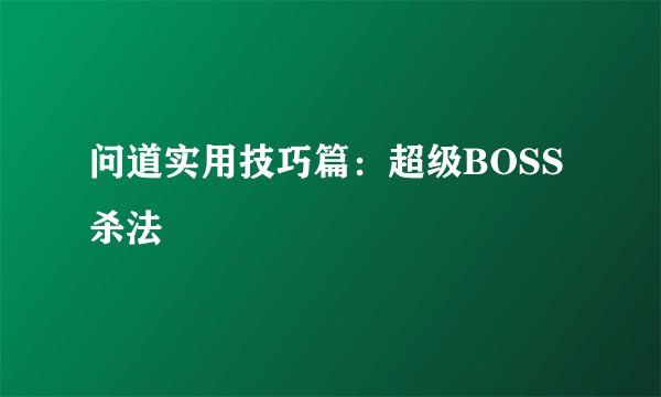 问道实用技巧篇:超级BOSS杀法