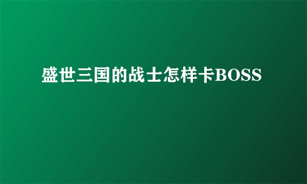 盛世三国的战士怎样卡BOSS