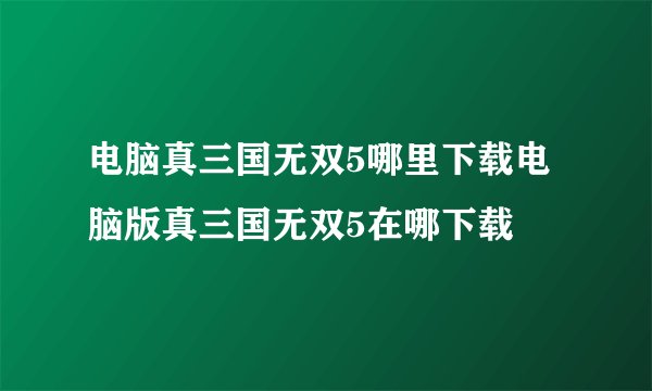 电脑真三国无双5哪里下载电脑版真三国无双5在哪下载