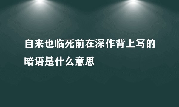自来也临死前在深作背上写的暗语是什么意思
