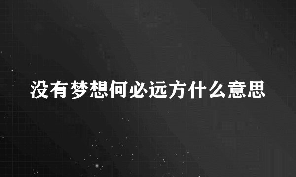 没有梦想何必远方什么意思