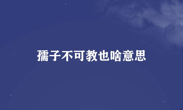 孺子不可教也啥意思