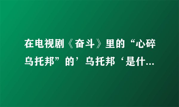 在电视剧《奋斗》里的“心碎乌托邦”的’乌托邦‘是什么意思?