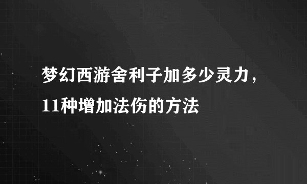 梦幻西游舍利子加多少灵力，11种增加法伤的方法