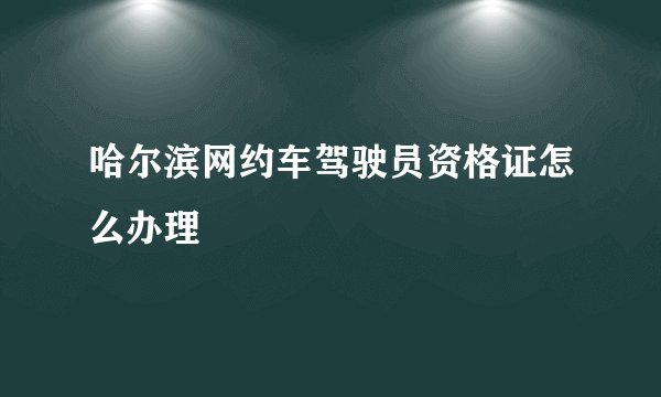 哈尔滨网约车驾驶员资格证怎么办理