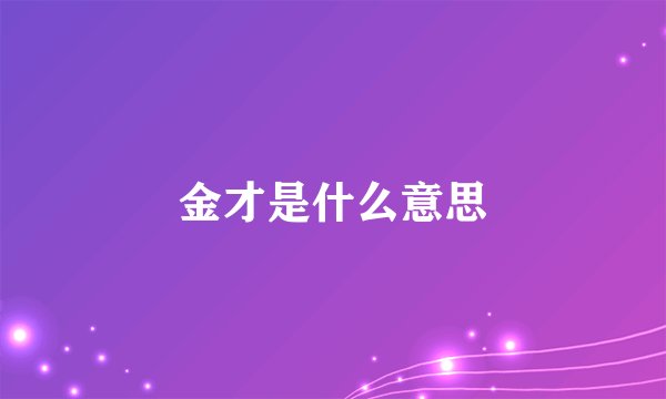 金才是什么意思
