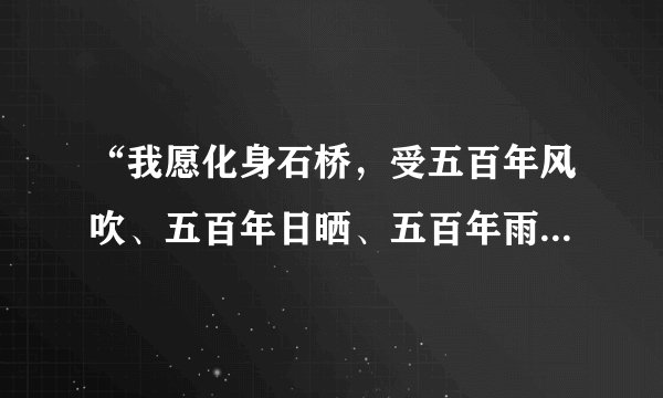 “我愿化身石桥,受五百年风吹、五百年日晒、五百年雨打,只求你从此桥上经过”其中的佛家典故?