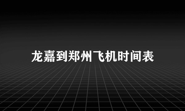 龙嘉到郑州飞机时间表