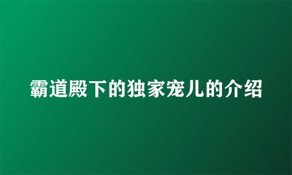霸道殿下的独家宠儿的介绍