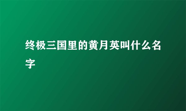 终极三国里的黄月英叫什么名字