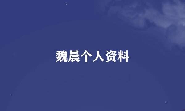 魏晨个人资料