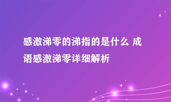 感激涕零的涕指的是什么 成语感激涕零详细解析