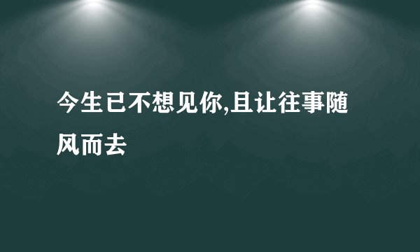 今生已不想见你,且让往事随风而去