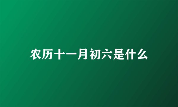 农历十一月初六是什么