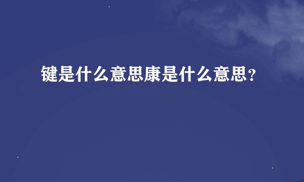 键是什么意思康是什么意思？