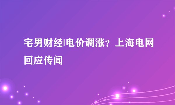 宅男财经|电价调涨？上海电网回应传闻