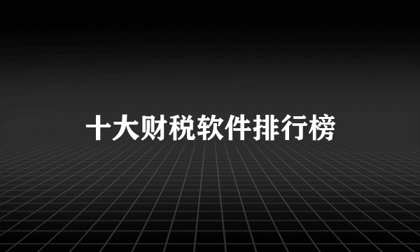 十大财税软件排行榜