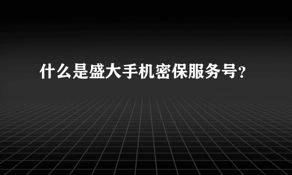 什么是盛大手机密保服务号？