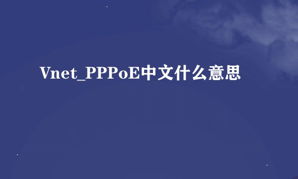 Vnet_PPPoE中文什么意思