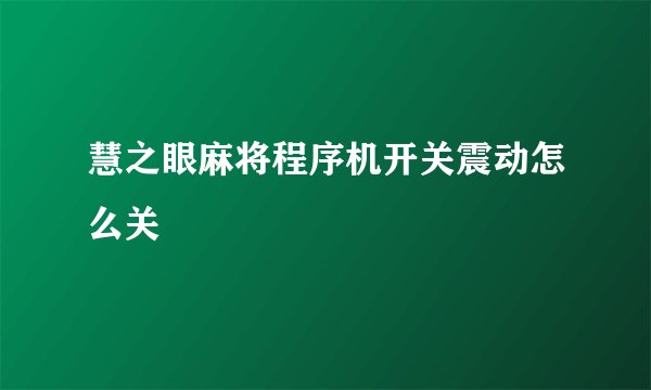 慧之眼麻将程序机开关震动怎么关