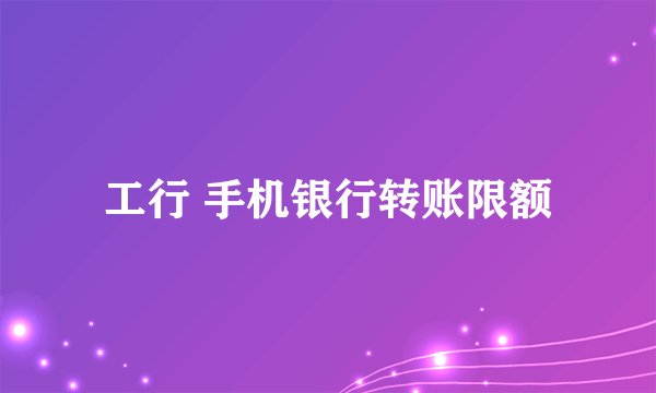 工行 手机银行转账限额