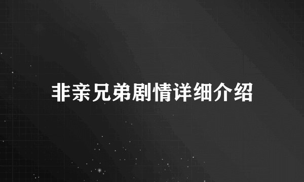 非亲兄弟剧情详细介绍