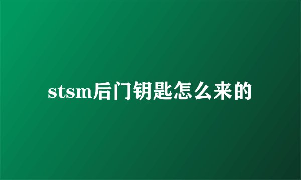 stsm后门钥匙怎么来的
