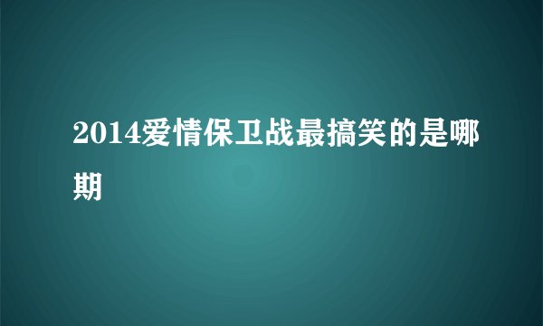 2014爱情保卫战最搞笑的是哪期