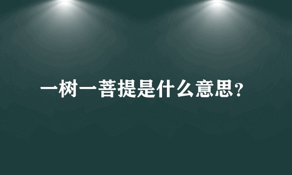 一树一菩提是什么意思？
