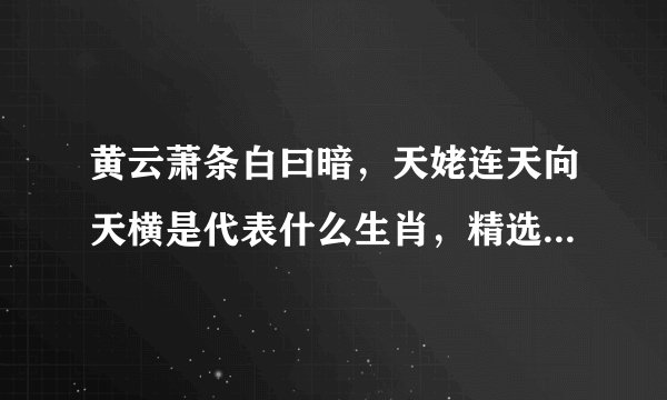 黄云萧条白曰暗，天姥连天向天横是代表什么生肖，精选解释落实