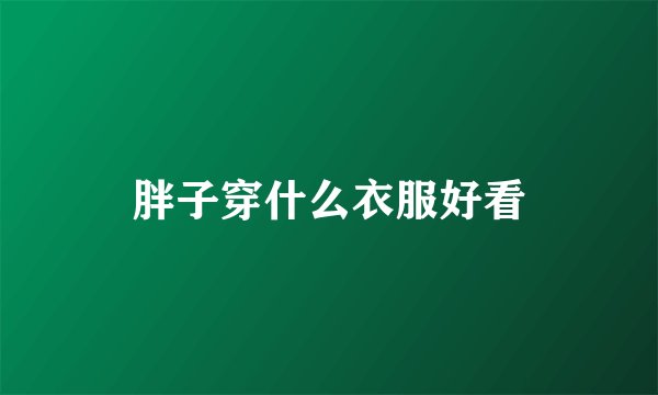 胖子穿什么衣服好看