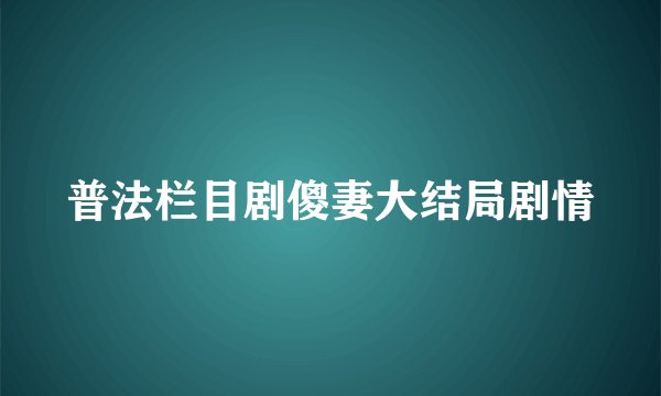 普法栏目剧傻妻大结局剧情