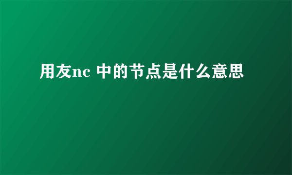 用友nc 中的节点是什么意思