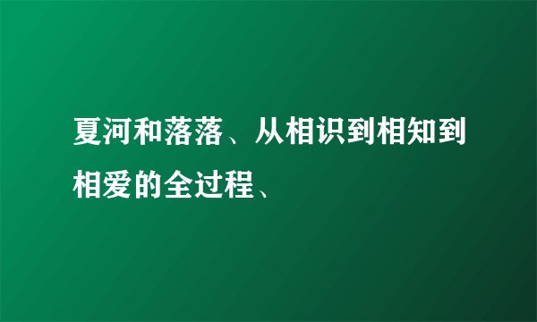 夏河和落落、从相识到相知到相爱的全过程、