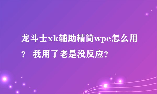 龙斗士xk辅助精简wpe怎么用？ 我用了老是没反应？