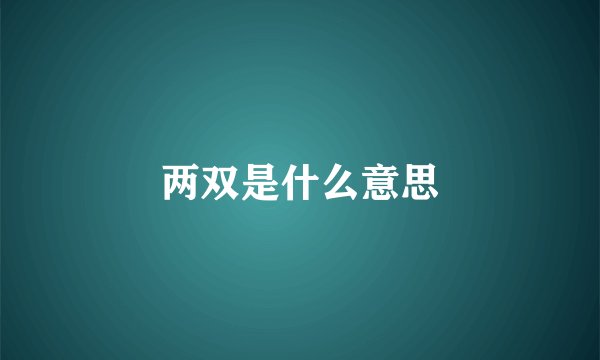 两双是什么意思