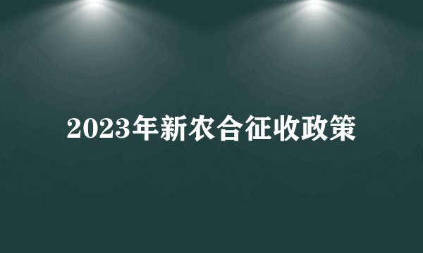 2023年新农合征收政策