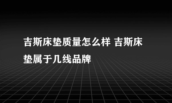 吉斯床垫质量怎么样 吉斯床垫属于几线品牌