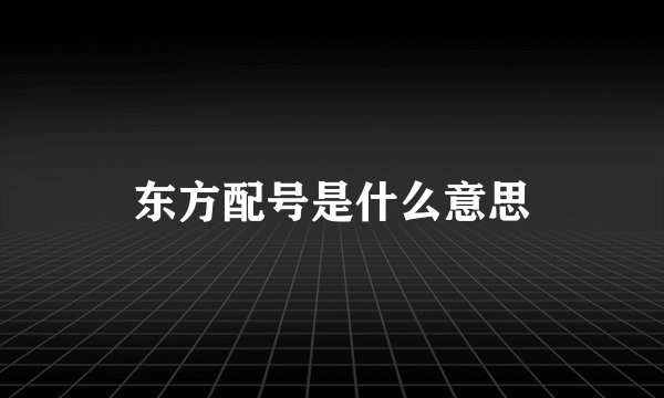 东方配号是什么意思