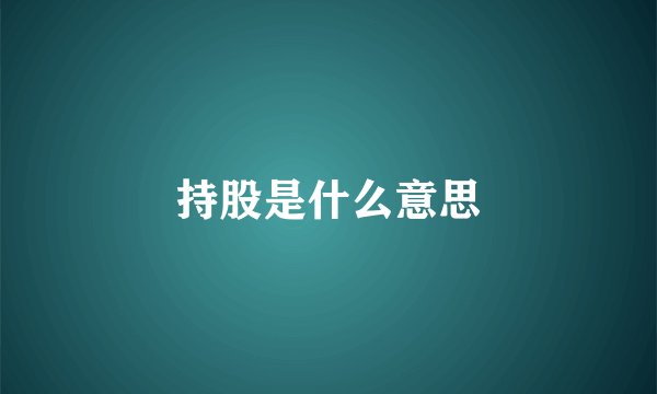 持股是什么意思