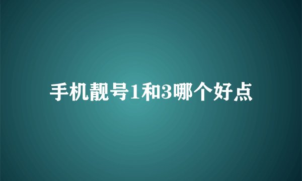 手机靓号1和3哪个好点