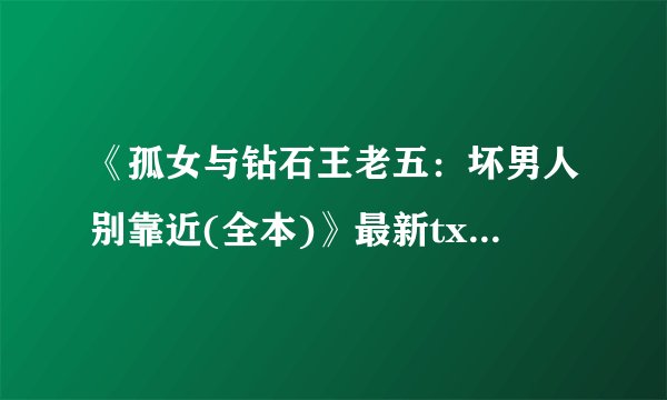 《孤女与钻石王老五：坏男人别靠近(全本)》最新txt全集下载